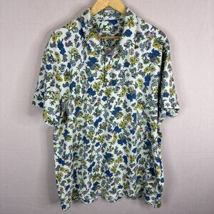 Nike Dri-FIT Floral Polo Shirt Men’s XXL Blue Yellow Allover Print Golf Casual